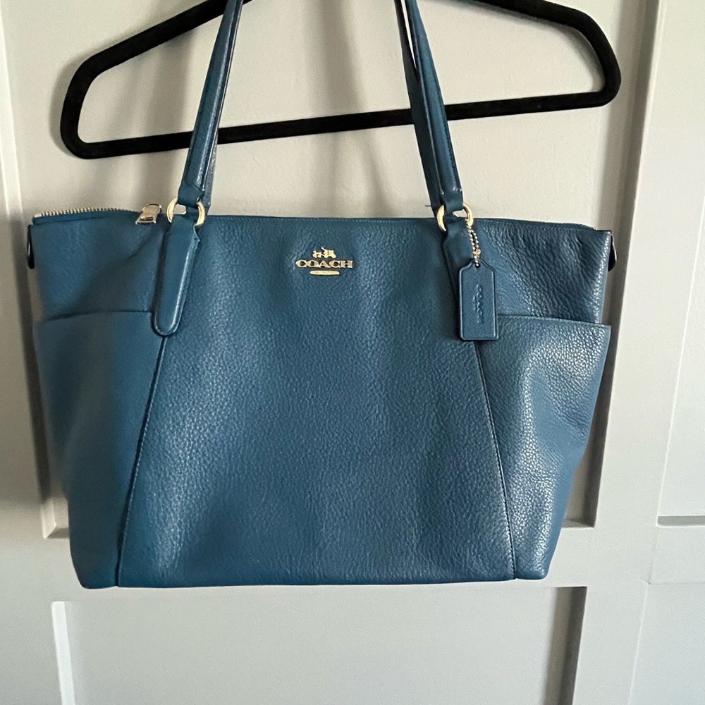 Teal leather Coach shoulder bag
